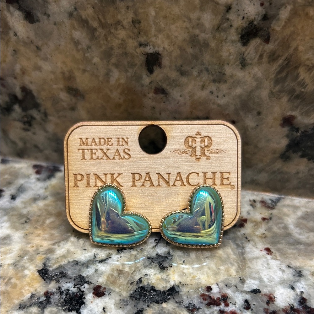 Pink Panache Turquoise Heart Earrings